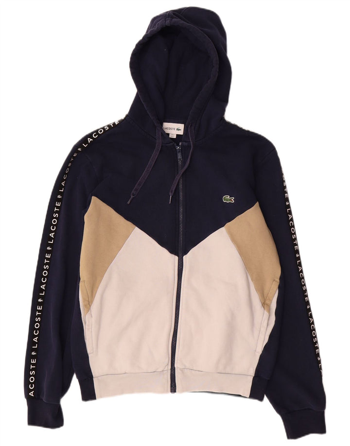 Lacoste Męski sweter z kapturem i zamkiem błyskawicznym, rozmiar 3, mały granatowy, blok kolorów