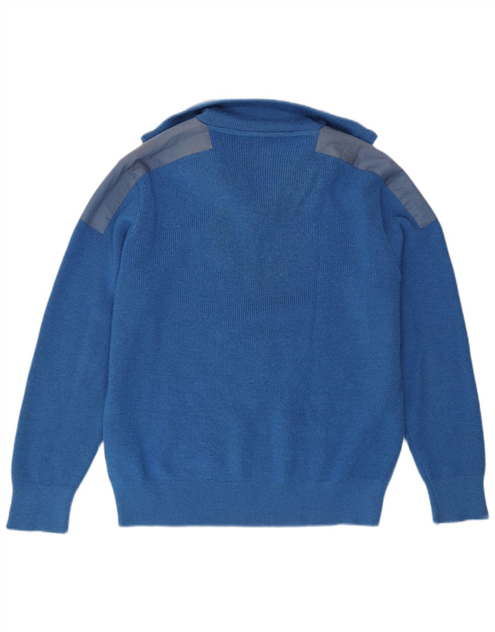 Vintage męski sweter z zamkiem błyskawicznym i dużym niebieskim blokiem kolorów