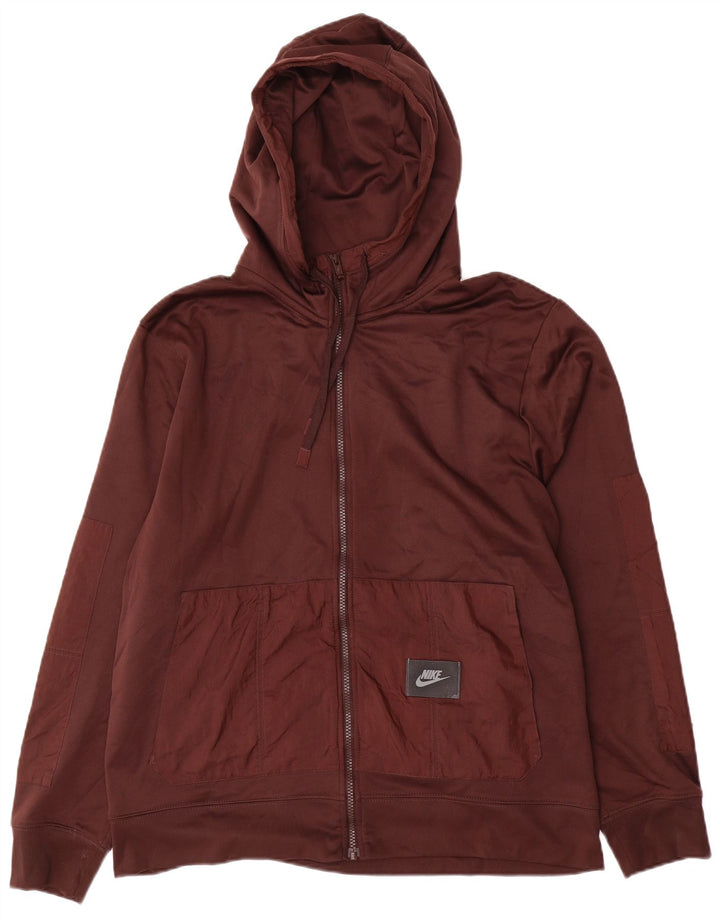 Męski sweter z kapturem i zamkiem NIKE Dri Fit, duży, brązowy poliester