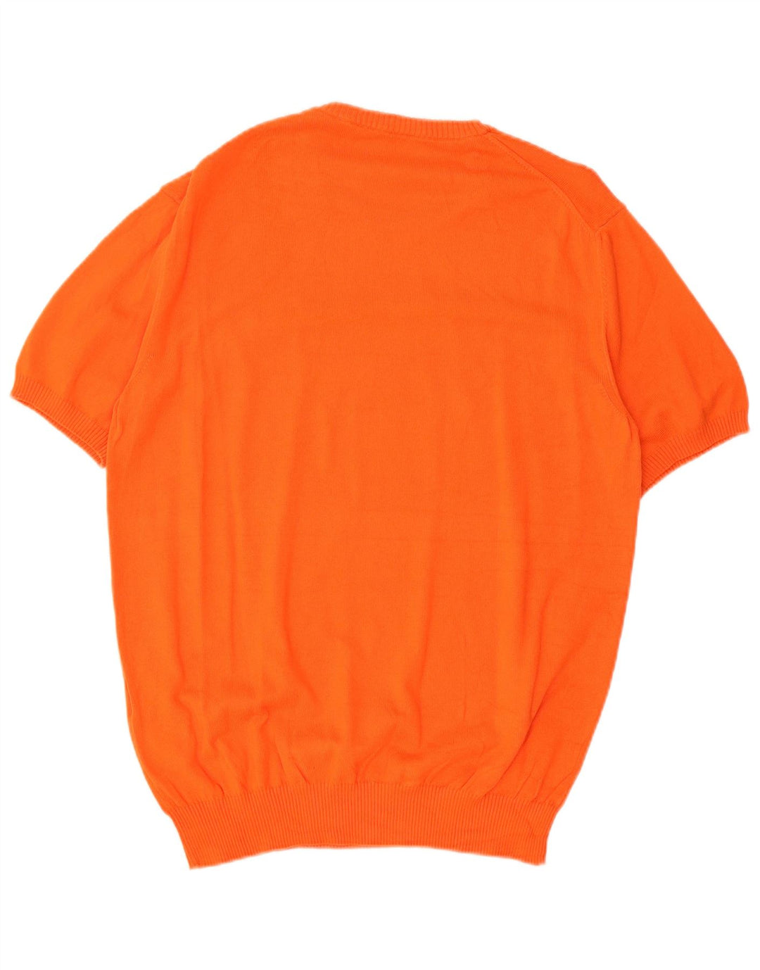 Bikkembergs Męski sweter z graficznym wycięciem pod szyją, duży, pomarańczowy, bawełniany
