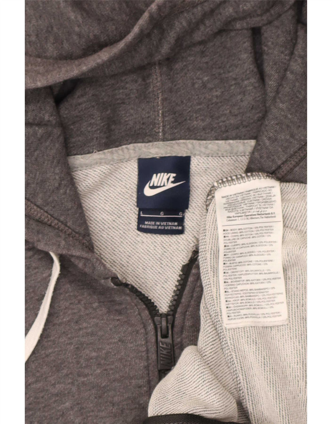 Męski sweter z kapturem i zamkiem błyskawicznym Nike, duży, szary, bawełniany