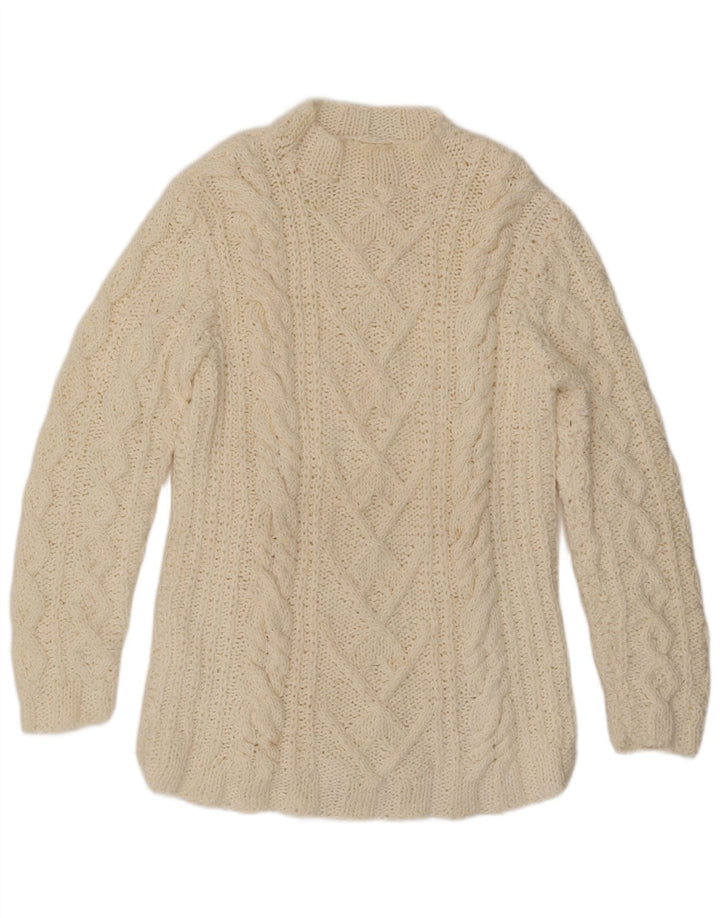 Sweter damski VINTAGE z golfem UK 16, duży w kolorze złamanej bieli