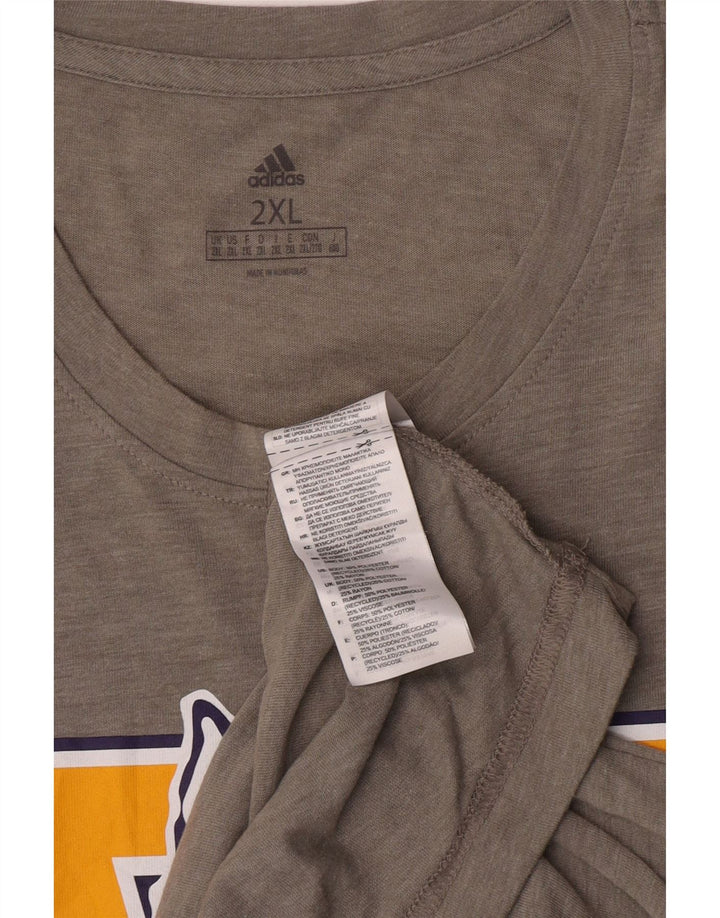 Adidas Męski T-shirt z grafiką Washington Huskie Top 2XL Szary poliester