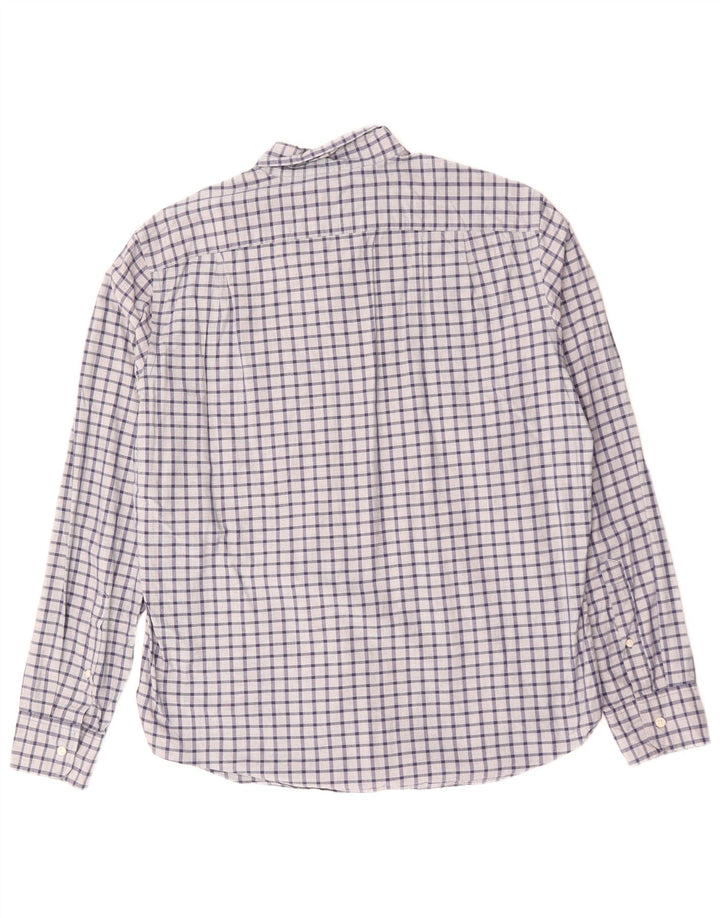 J. CREW Męska koszula slim, duża, granatowa, bawełniana w kratę