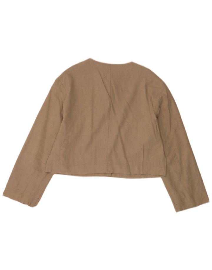 Damska marynarka Zara zapinana na 4 guziki, UK 14, średni beżowy poliester