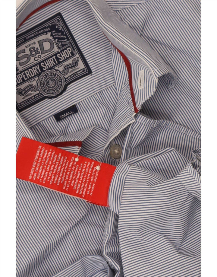 Koszula męska Superdry, mała, niebieska, bawełniana w prążki