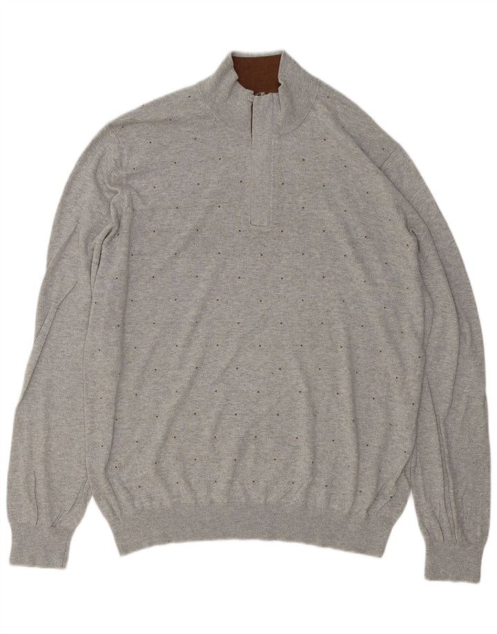 Męski sweter zapinany na zamek Massimo Dutti 2XL, szary, bawełniany w cętki