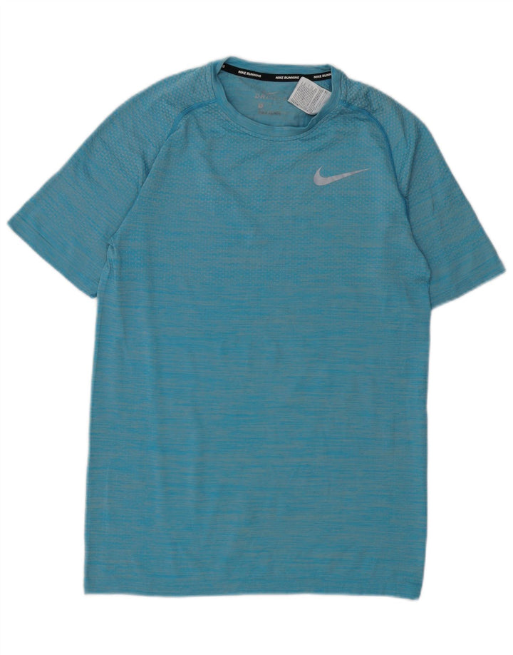 Męski T-shirt Nike Dri Fit Top, mały, niebieski nylon w prążki