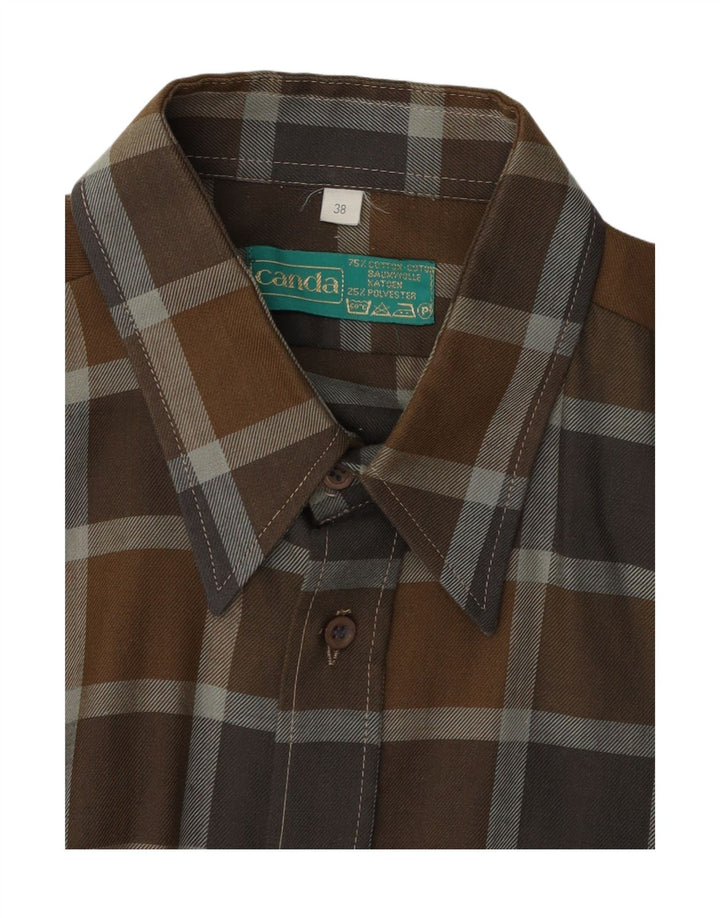 CANDA Mens Flannel Shirt Size 38 Medium Brown Check Cotton Vintage Canda and Second-Hand Canda from Messina Hembry 