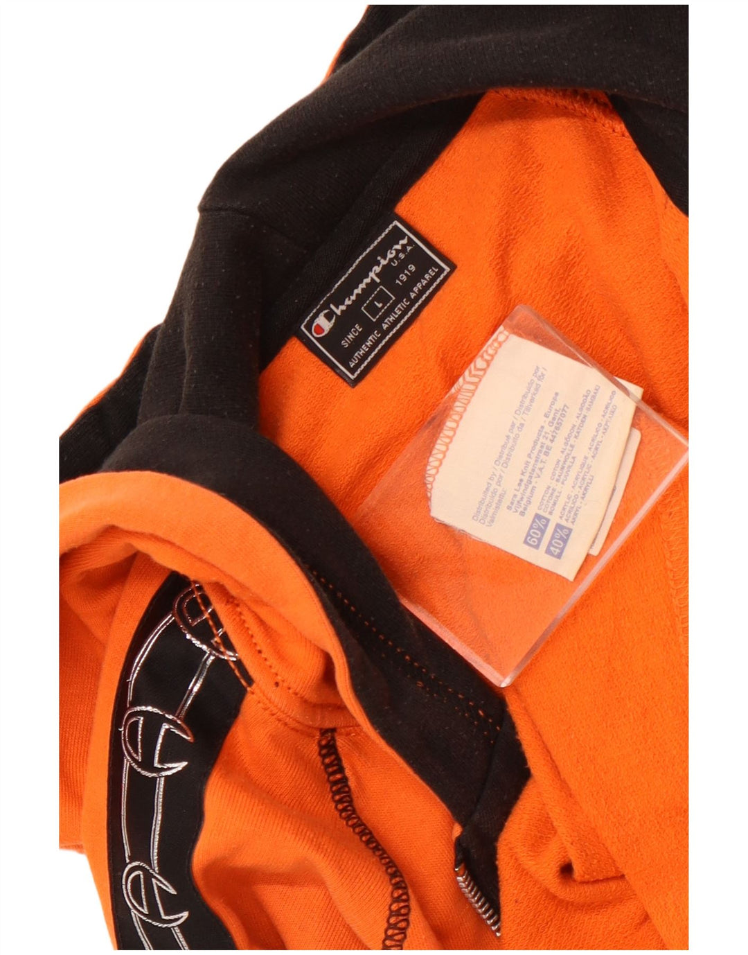 Damska bluza z kapturem Champion Oversize z grafiką i zamkiem błyskawicznym UK 16, duża pomarańczowa