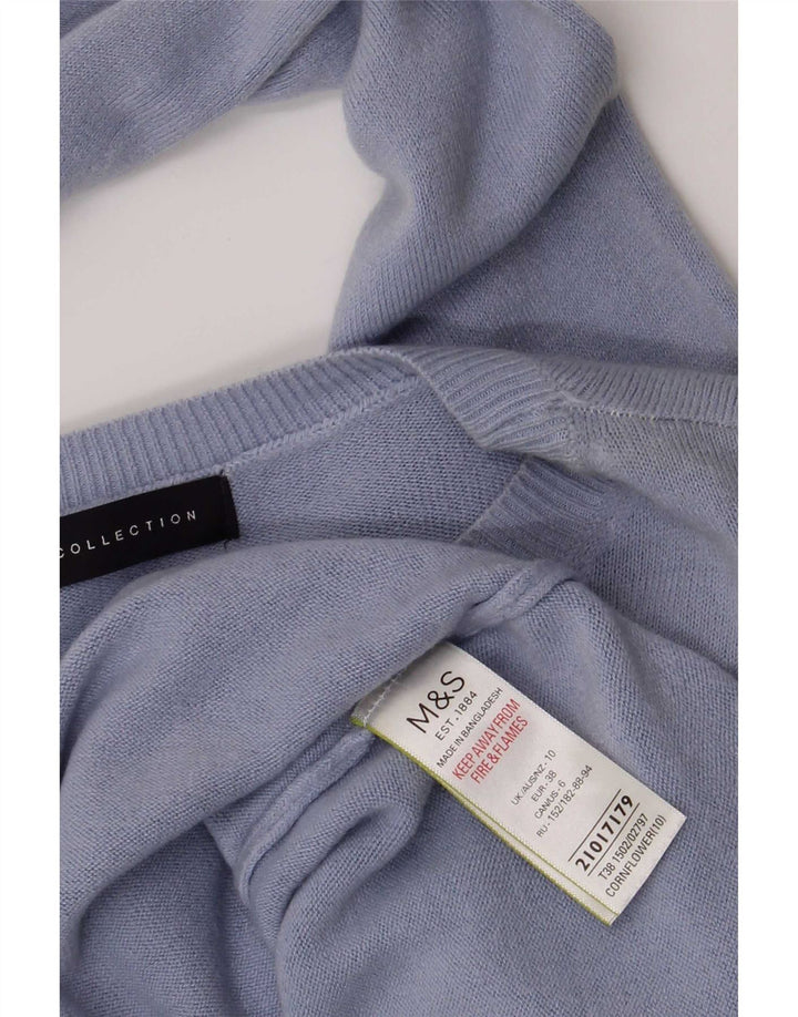 Marks & Spencer Damski sweter z okrągłym dekoltem UK 10, mały, niebieski akryl