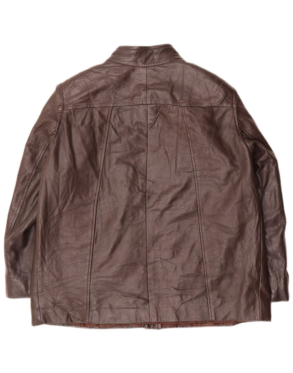 Kurtka skórzana damska vintage UK 18 XL, brązowa skóra