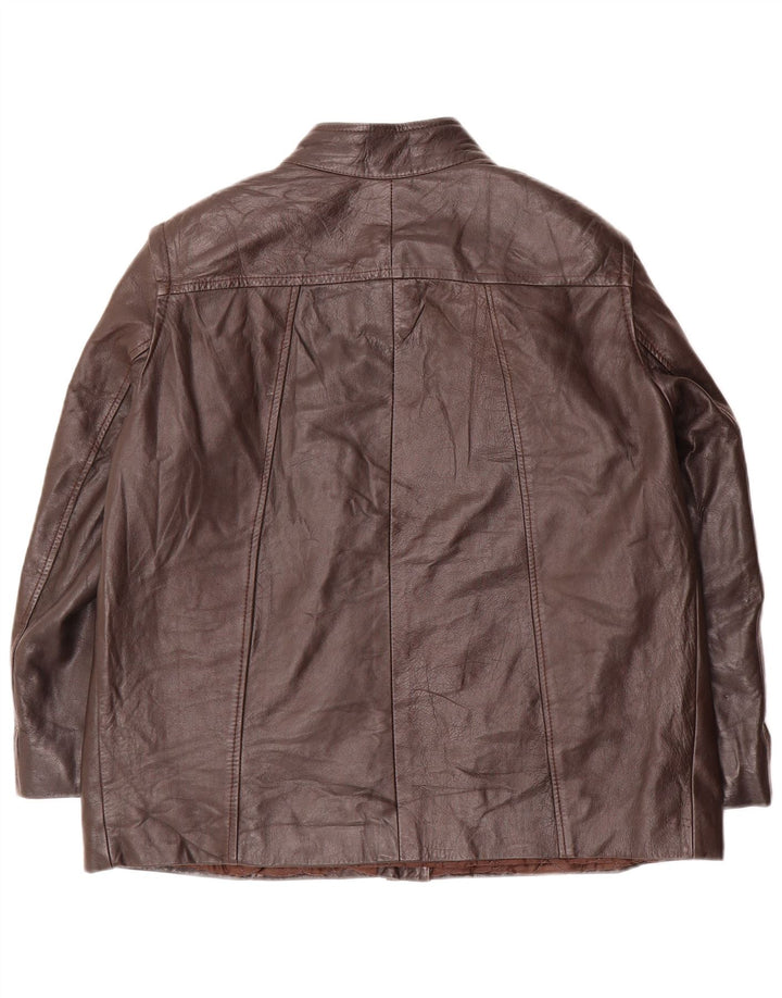 Kurtka skórzana damska vintage UK 18 XL, brązowa skóra