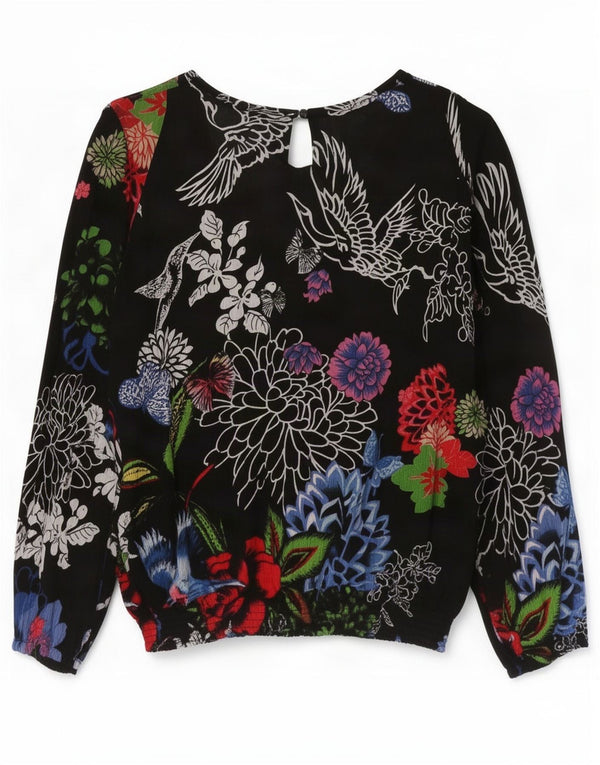 Damska bluzka oversize z długim rękawem Desigual UK 18 XL w czarne kwiaty