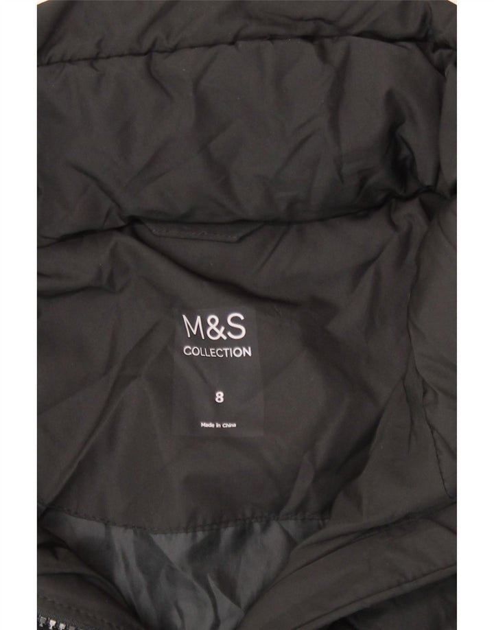 Damska ocieplana kurtka z kapturem Marks & Spencer UK 8, mała, czarna, poliester