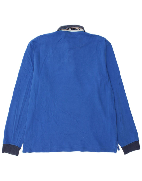 Męska koszulka polo do rugby z długim rękawem La Martina, XL, niebieska, bawełniana