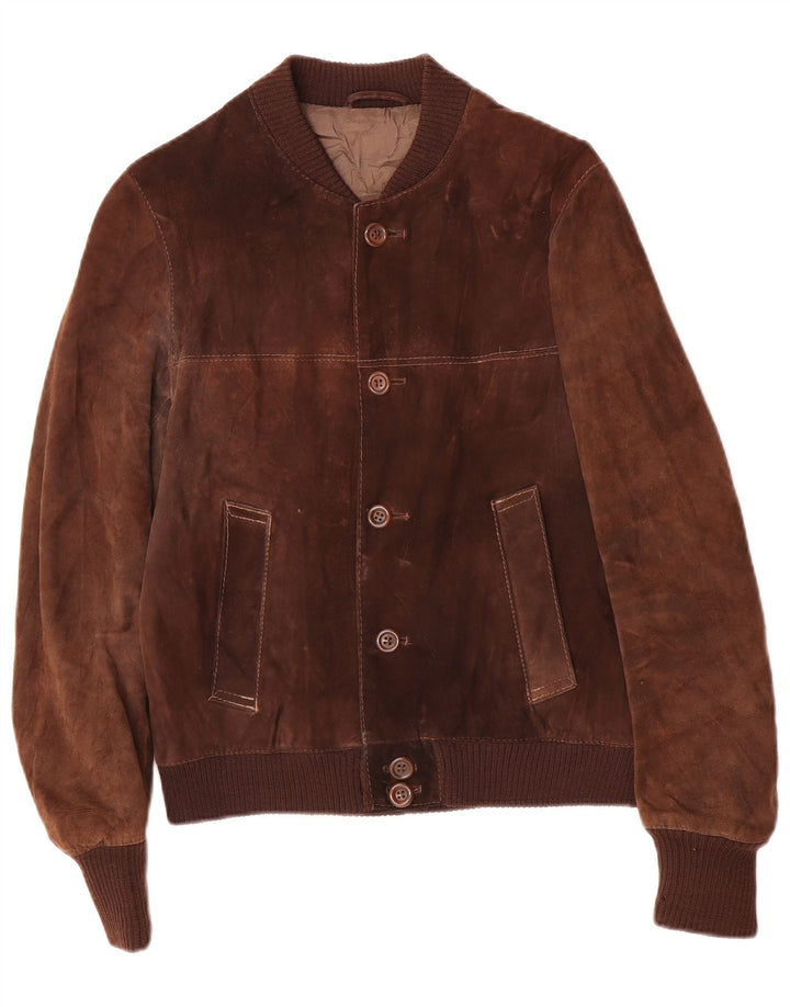 Vintage męska zamszowa kurtka bomber IT 48 średni brąz