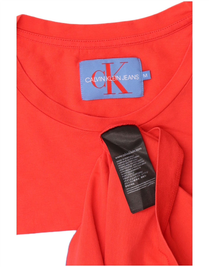 CALVIN KLEIN JEANS Mens Graphic T-Shirt Top Medium Red Cotton