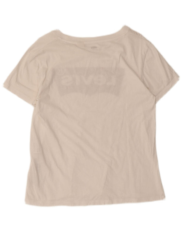 Levi's Womens Graphic T-Shirt Top UK 12 Medium White Cotton