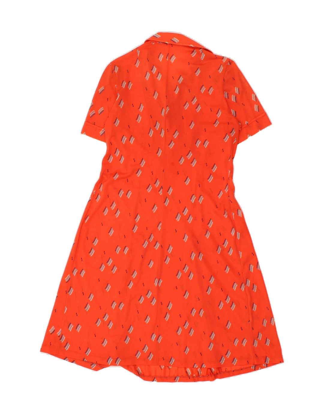 VINTAGE Womens Abstract Pattern Shirt Dress UK 12 Medium Orange Polyamide Vintage Vintage and Second-Hand Vintage from Messina Hembry 