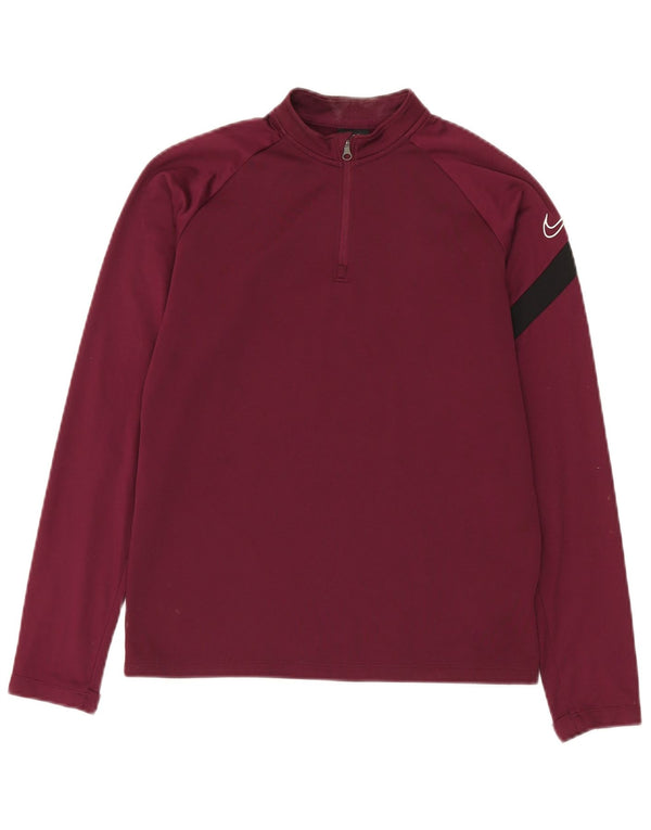 Chłopięcy dres Nike Dri Fit z graficznym pulowerem, rozmiar 12-13 lat, duży, bordowy