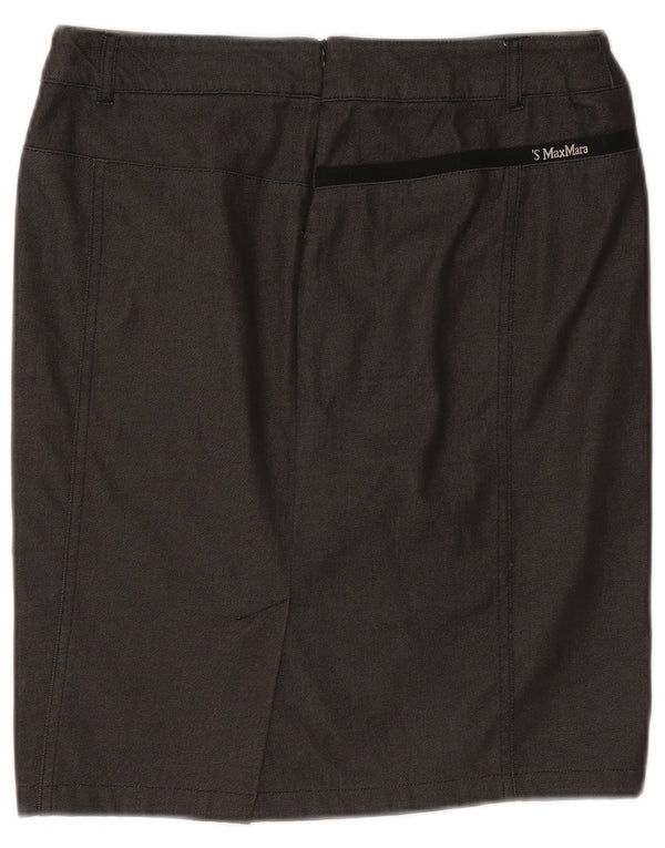 Damska spódnica ołówkowa z wysokim stanem Max Mara UK 14 Large W30 Szara bawełna