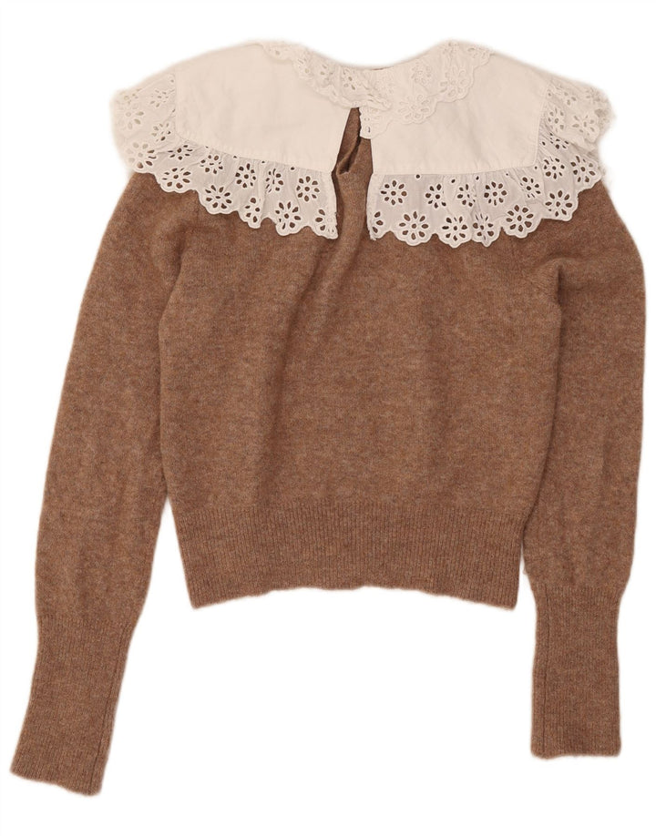 Damski sweter Zara z dekoltem w łódkę, UK 14, średni brązowy poliester