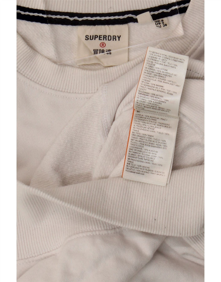 SUPERDRY Womens Oversized Sweatshirt Jumper UK 8 Small White Cotton Vintage Superdry and Second-Hand Superdry from Messina Hembry 