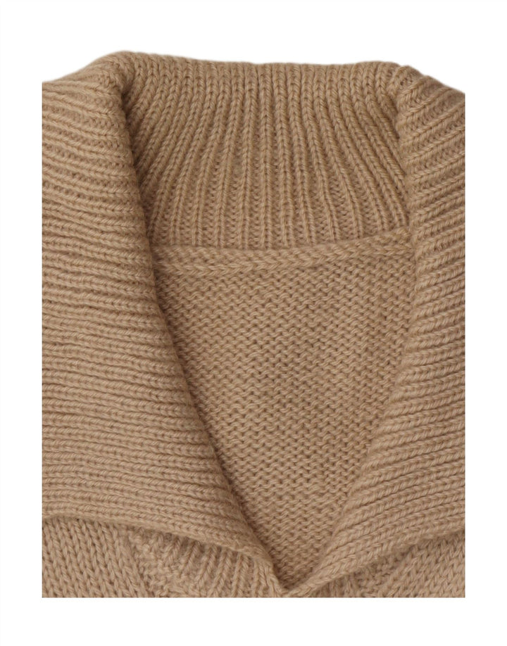 Vintage damski sweter polo UK 14 średni beż