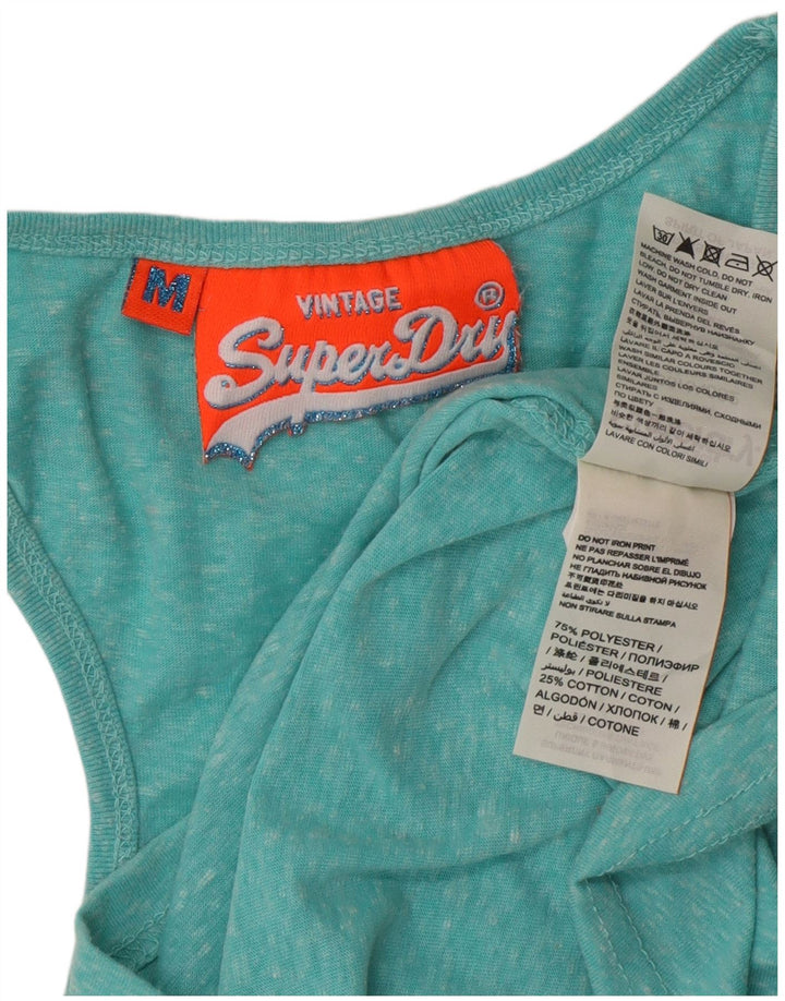 Damski top z kamizelką Superdry Graphic UK 14 Średni turkusowy, nakrapiany poliester