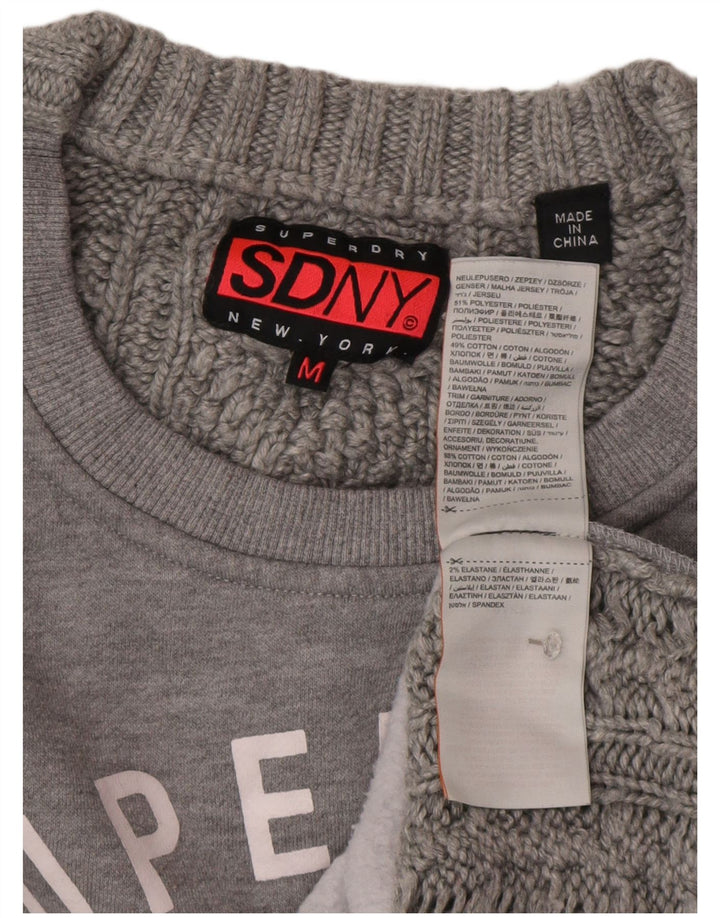 SUPERDRY Damski sweter oversize z grafiką UK 14, średni szary