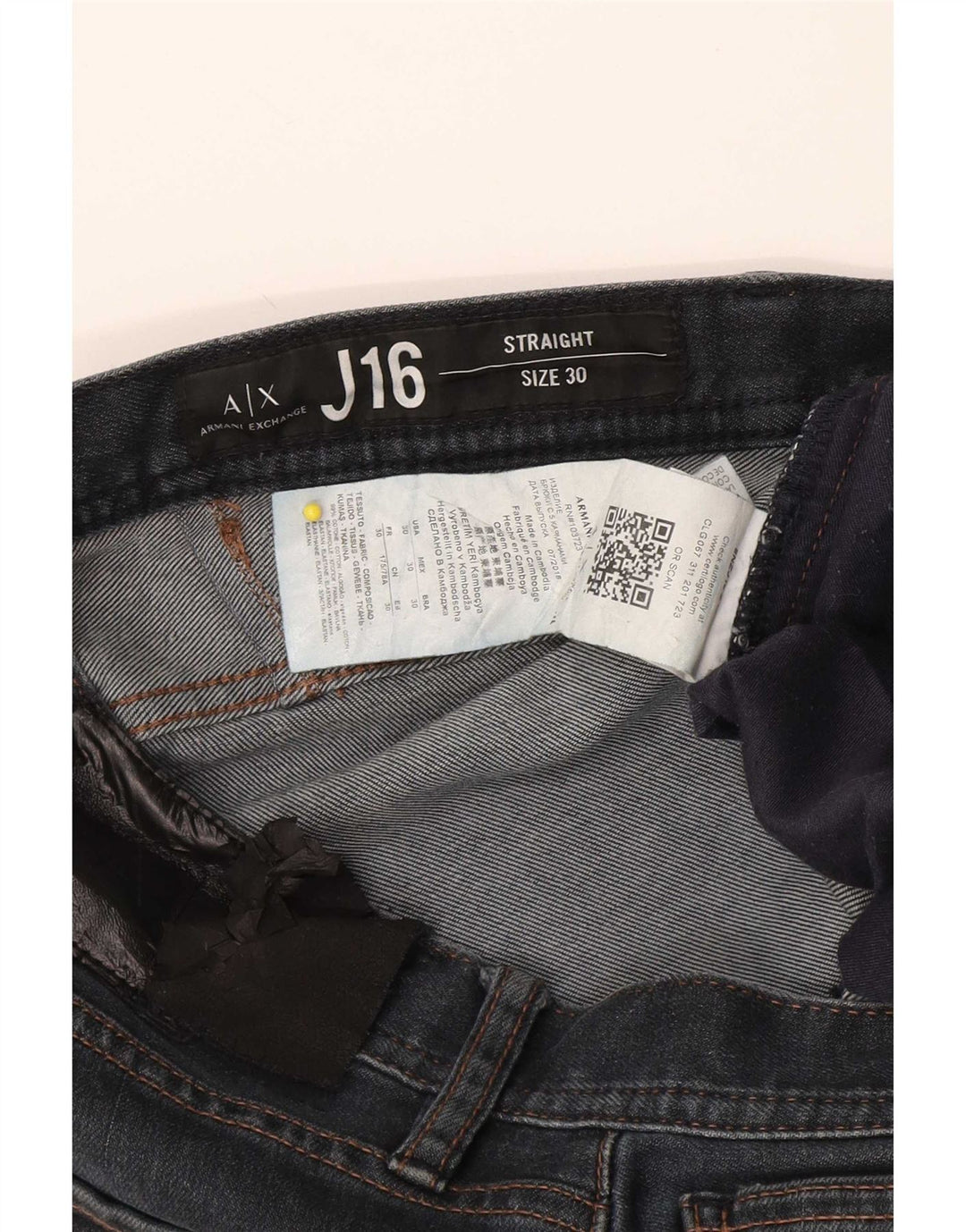 Armani Exchange Męskie proste dżinsy W30 L32 Granatowa bawełna
