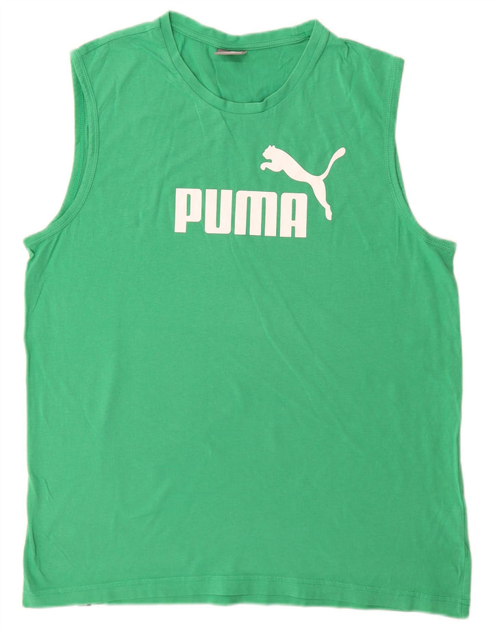 Męska kamizelka z grafiką Puma, duża, zielona bawełna