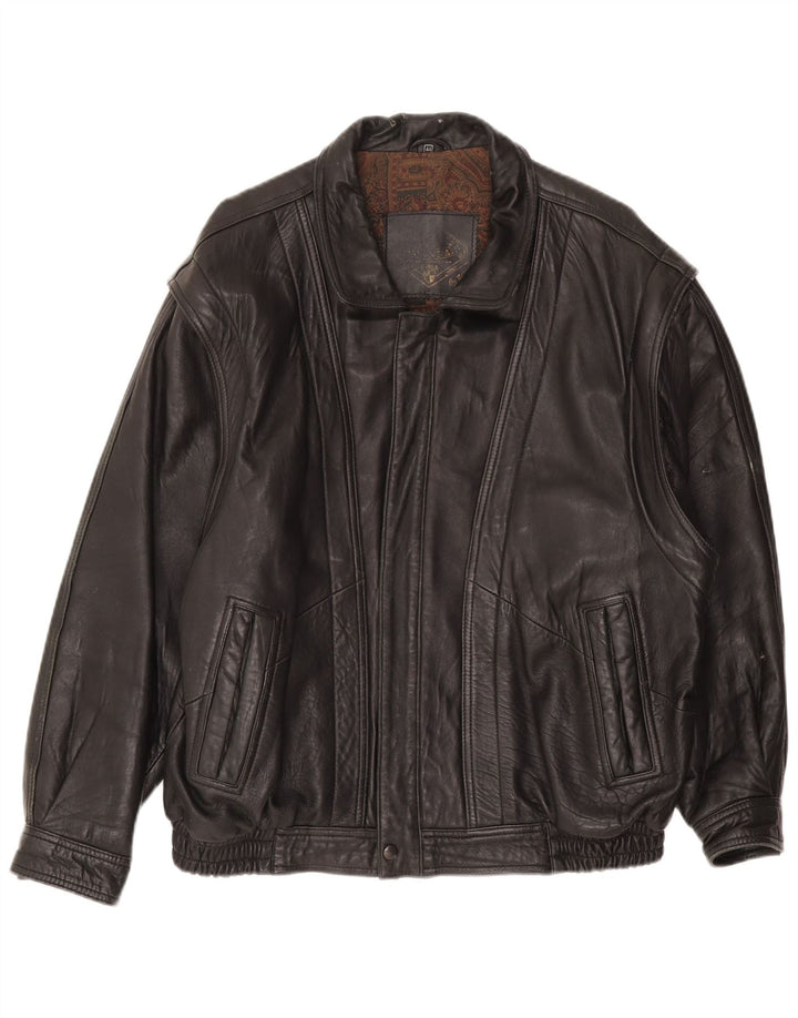 Vintage męska skórzana kurtka UK 44 2XL czarna skóra