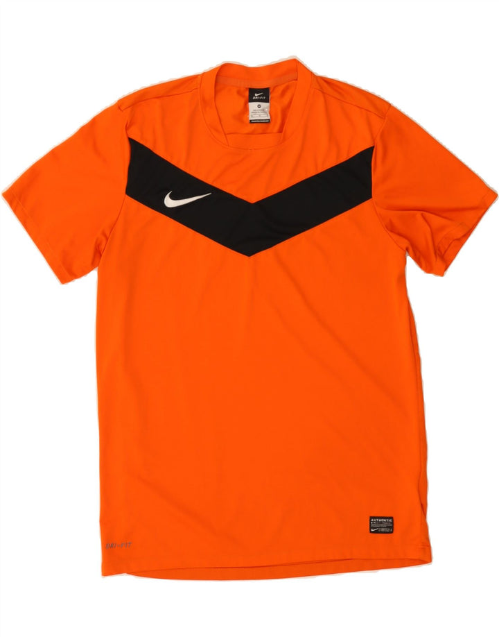NIKE Mens Dri Fit T-Shirt Top Medium Orange Colourblock Polyester Vintage Nike and Second-Hand Nike from Messina Hembry 