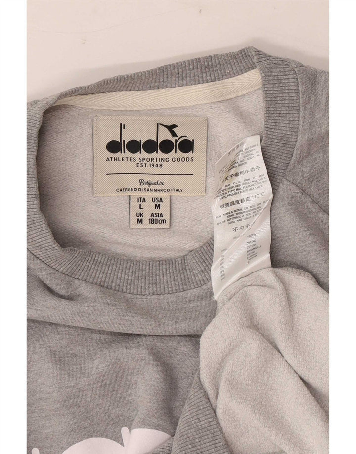 Męska bluza z grafiką Diadora, średnioszara, bawełniana