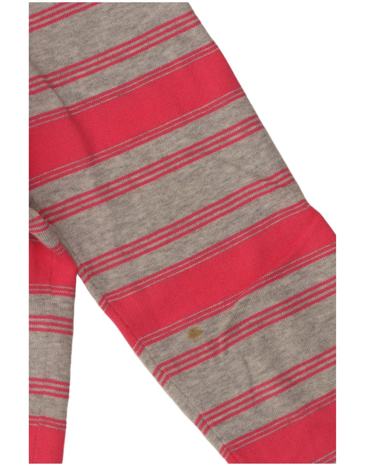 Damski sweter TOMMY HILFIGER z dekoltem w kształcie litery V, UK 12, średnie różowe paski