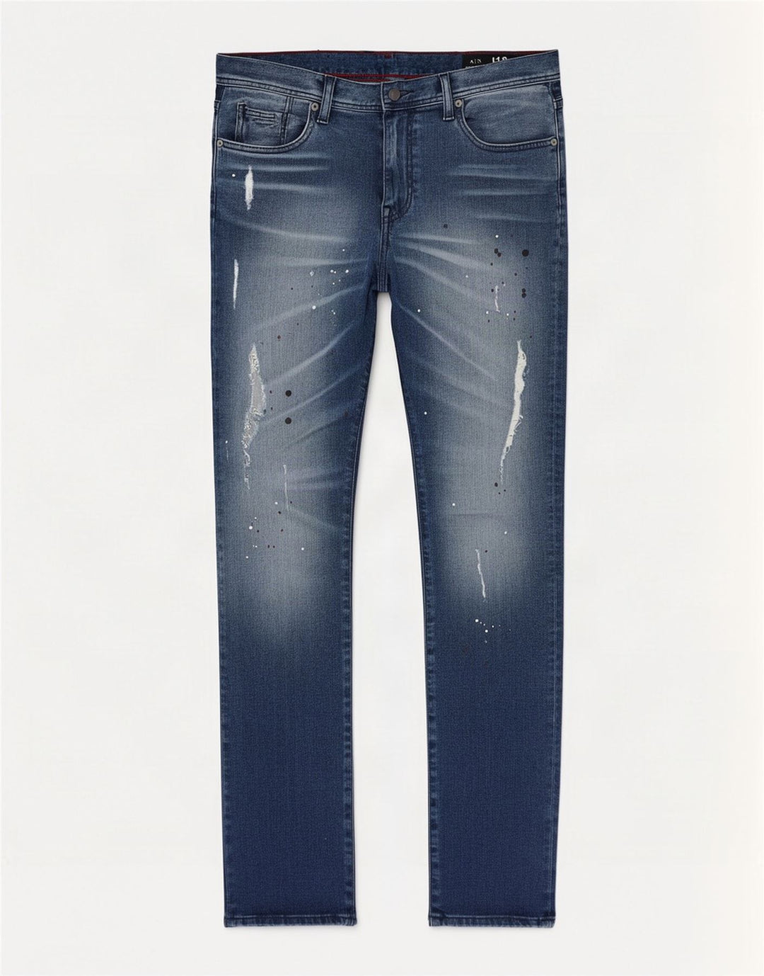 Męskie jeansy Armani Exchange w trudnej sytuacji W34 L32 Niebieskie kropki, bawełniane