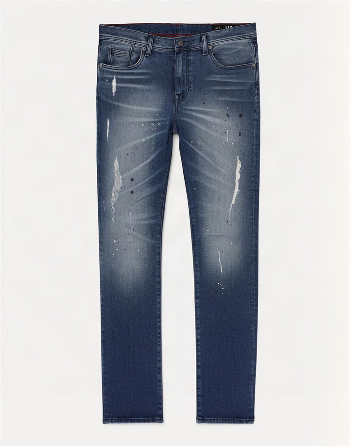 Męskie jeansy Armani Exchange w trudnej sytuacji W34 L32 Niebieskie kropki, bawełniane