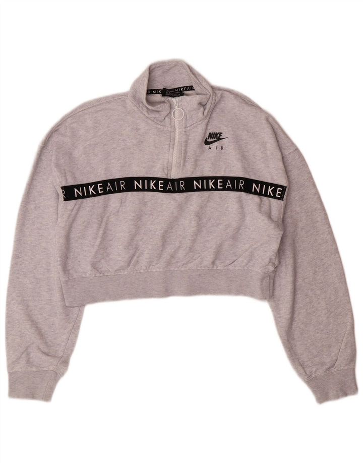 Damska bluza NIKE Crop Graphic Jumper UK 14 Średni szary nakrapiany