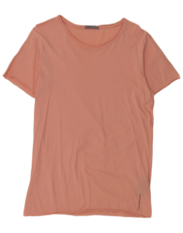 T-shirt damski Calvin Klein Jeans Top UK 14 Średni różowy bawełniany