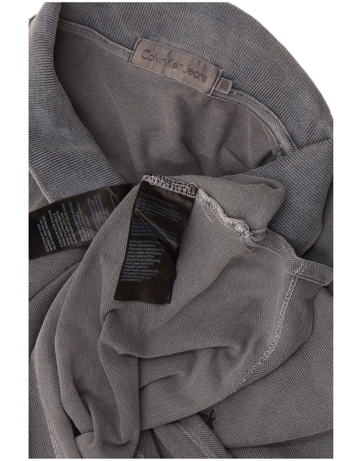 Męska koszulka polo CALVIN KLEIN JEANS, duża, szara, bawełniana