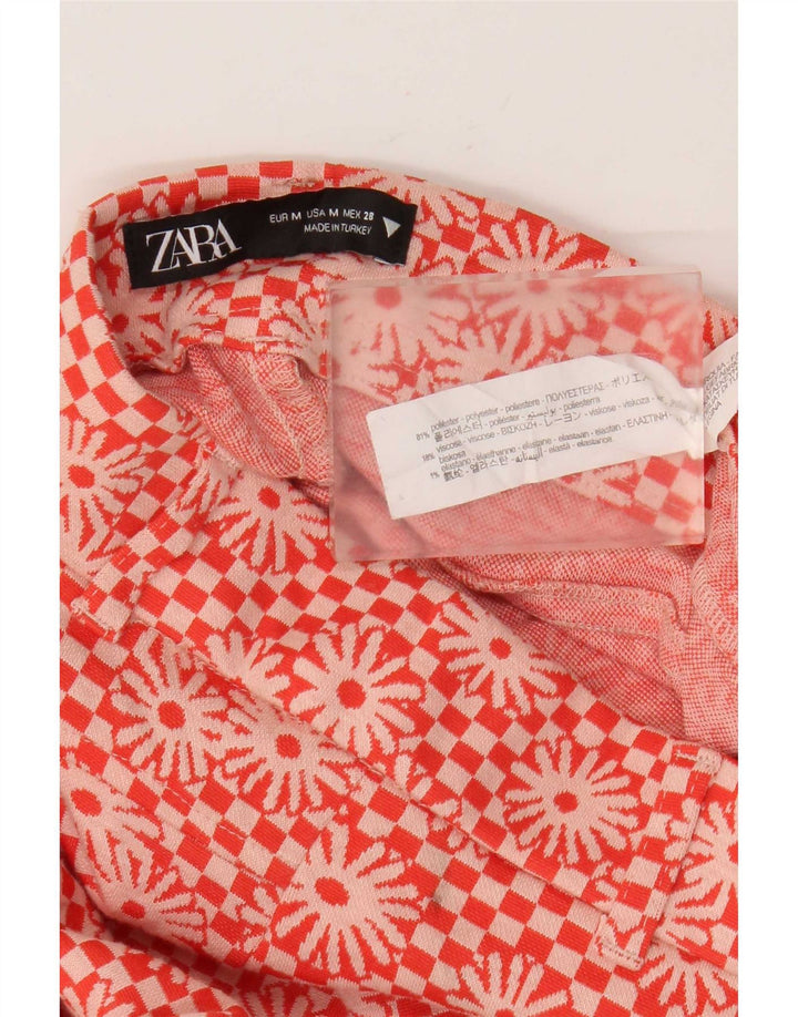 Spodnie damskie Zara Flare, średnie W28 L33, pomarańczowy, kwiatowy poliester