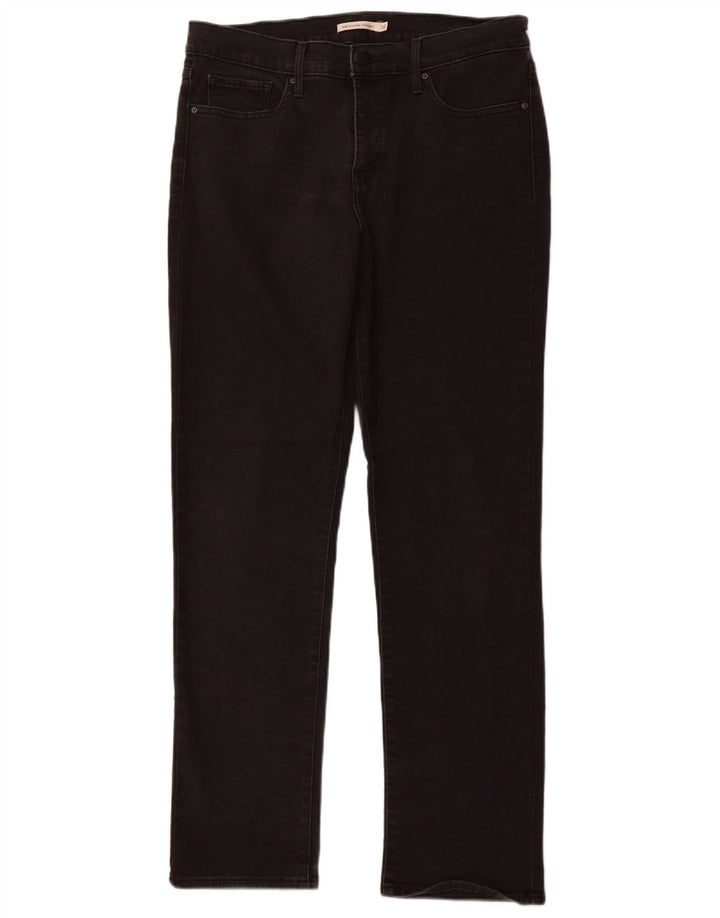 Damskie jeansy LEVI'S 314 modelujące proste W32 L32 czarne bawełniane