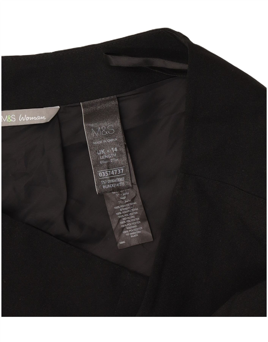 Marks & Spencer Damska spódnica ołówkowa UK 14 Large W32 Czarny poliester
