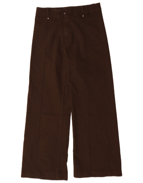 Damskie spodnie typu casual z wysokim stanem i szerokimi nogawkami Zara EU 42 Large W32 L29 Brown