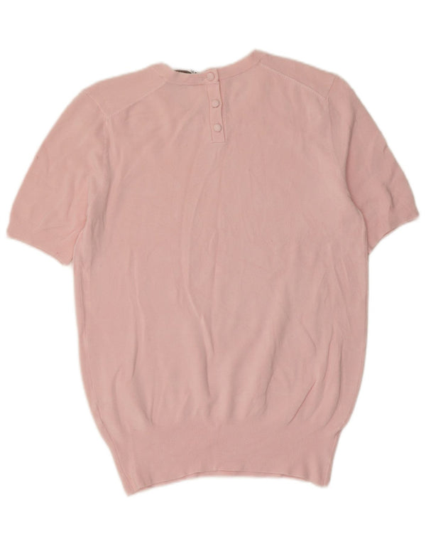 Damski sweter Zara z krótkim rękawem i okrągłym dekoltem UK 18 XL, różowy