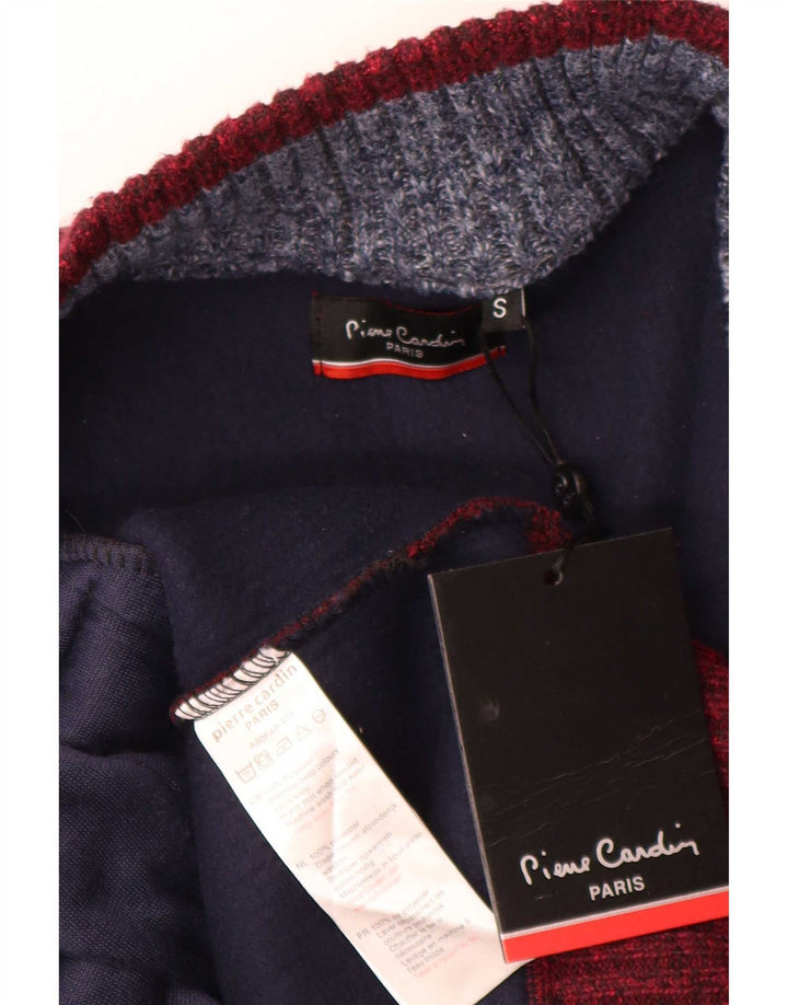 Męski sweter rozpinany Pierre Cardin, mały, czerwony, poliestrowy blok kolorów
