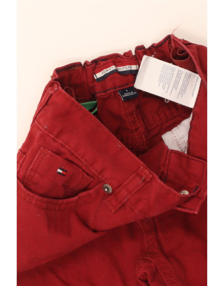 TOMMY HILFIGER Proste dżinsy chłopięce 6-7 lat W22 L22 Burgundowa bawełna