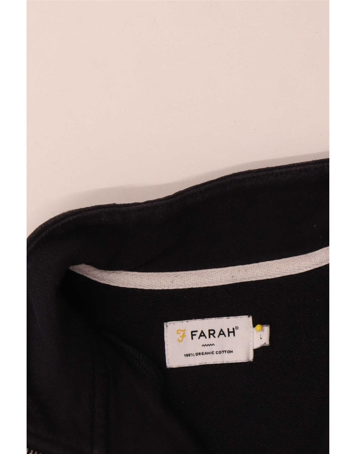 Farah Męski sweter z zamkiem błyskawicznym, duży, granatowy, bawełniany